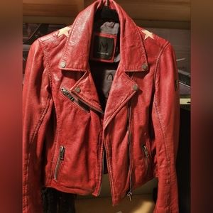 Mauritius red leather jacket with stars XS RARE